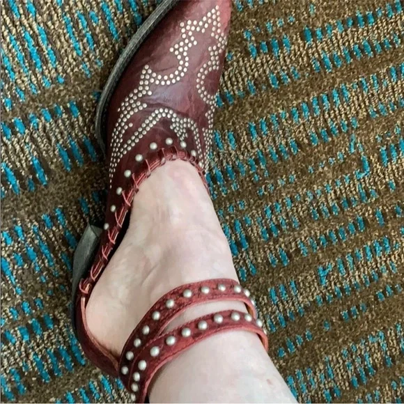 Old Gringo Evangelina Red Leather Cowboy /Western/Biker Boots mules 7 7.5 8 - Picture 9 of 11